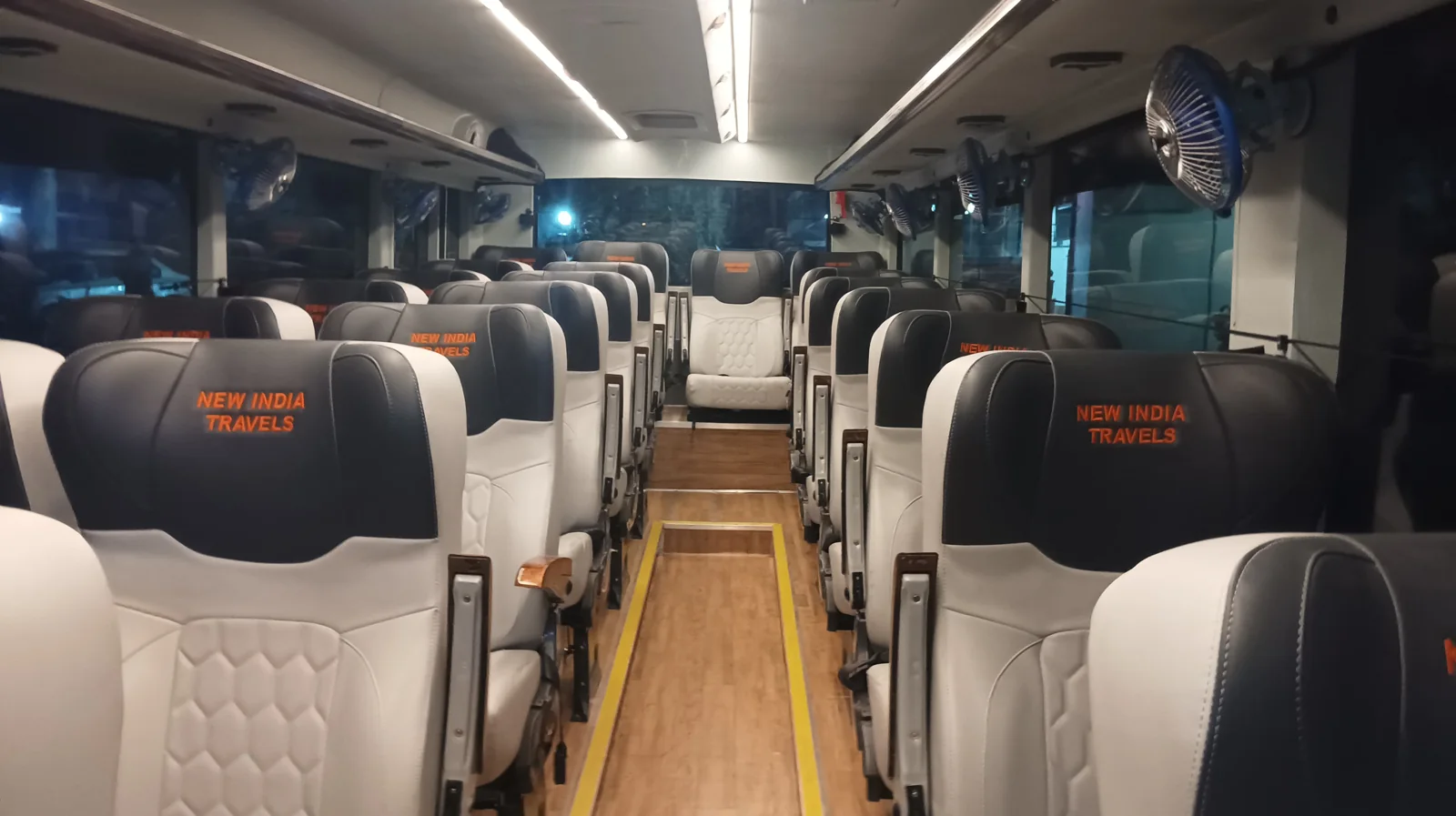 New India Travels bus style interior